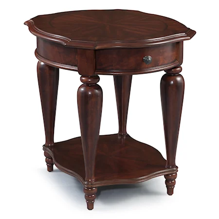 Oval End Table with 1 Drawer and 1 Lower Shelf